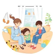 Soins de répit familial avec un aidant et un enfant